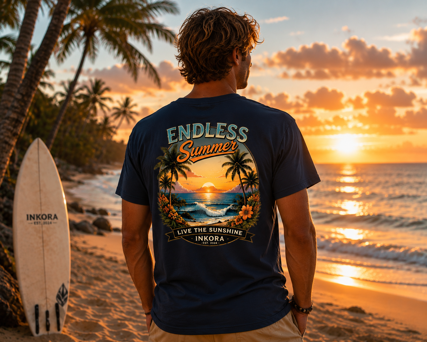 T-shirt INKORA Endless Summer porté pendant les vacances d'été.