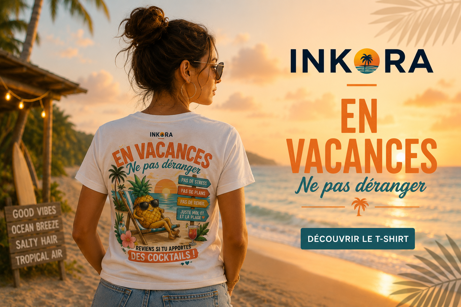 Personne portant le t-shirt En Vacances Ne Pas Déranger pendant les vacances.