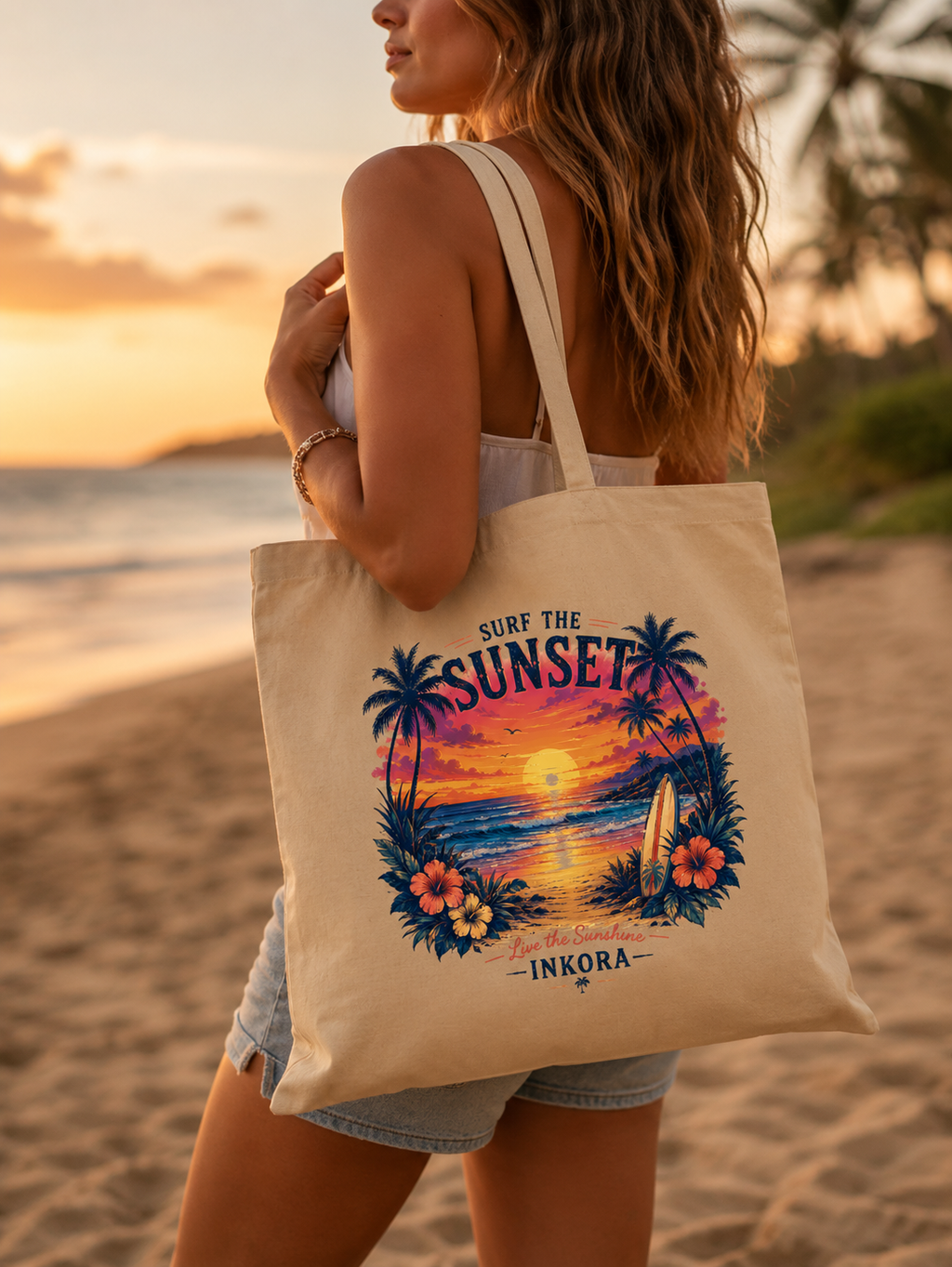 Surf the Sunset | Grand sac cabas en coton bio – INKORA