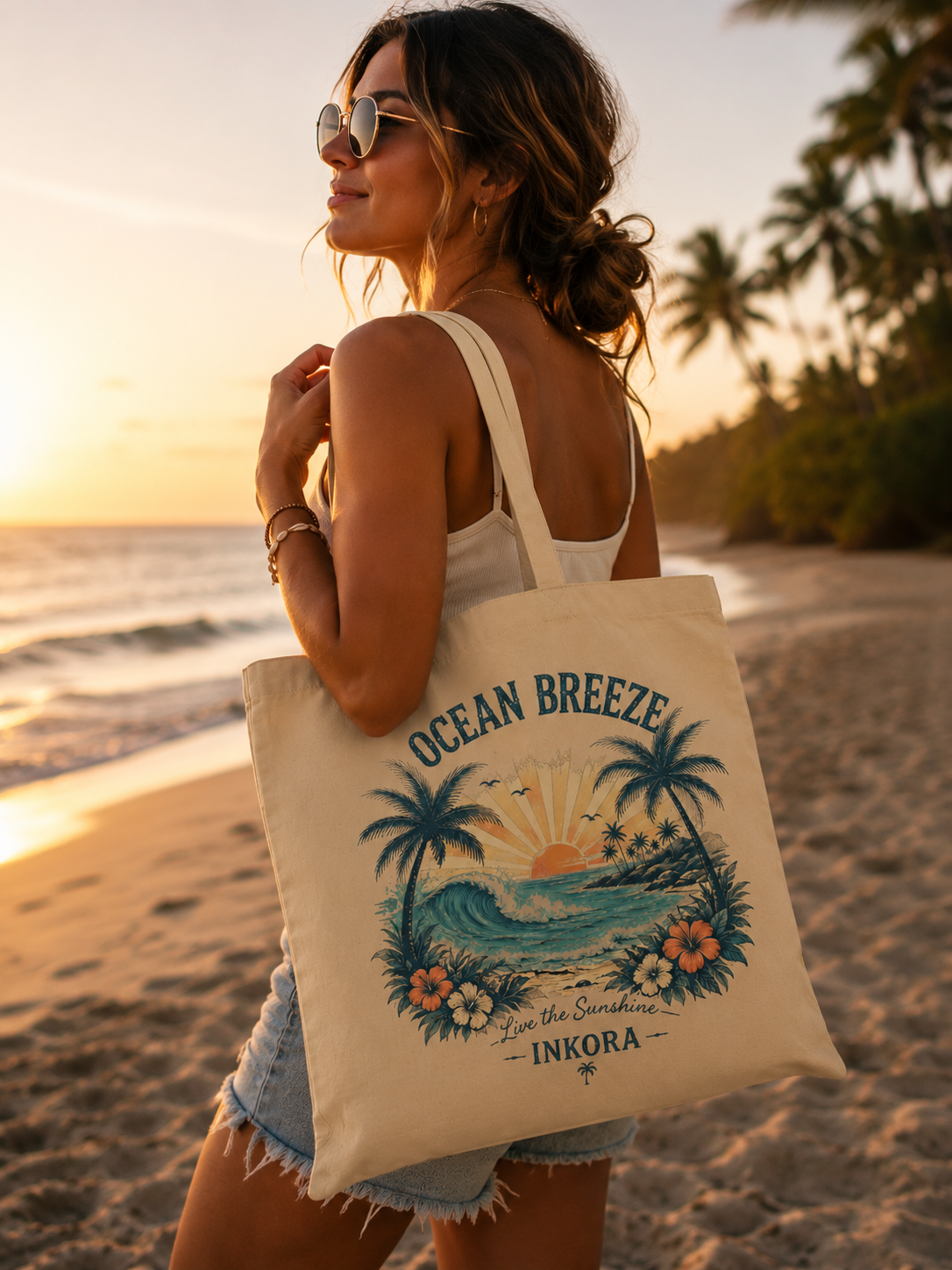 Ocean Breeze | Grand sac cabas en coton bio – INKORA
